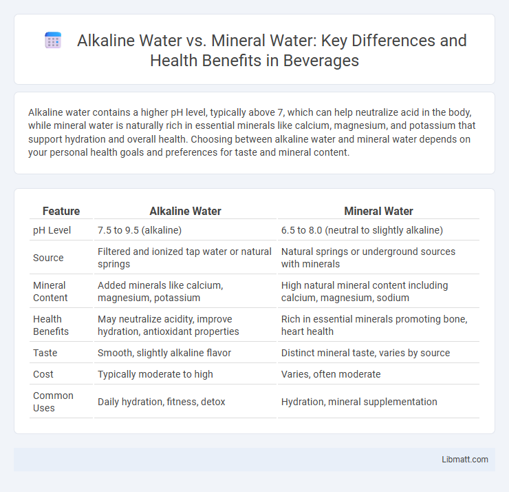 Alkaline Water vs. Mineral Water: Key Differences and Health Benefits in Beverages