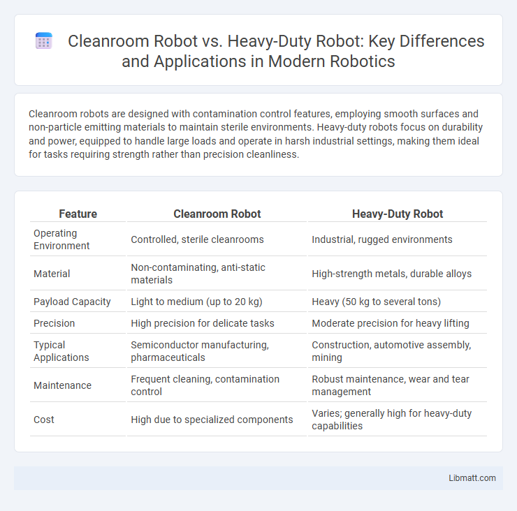 Cleanroom Robot vs. Heavy-Duty Robot: Key Differences and Applications in Modern Robotics
