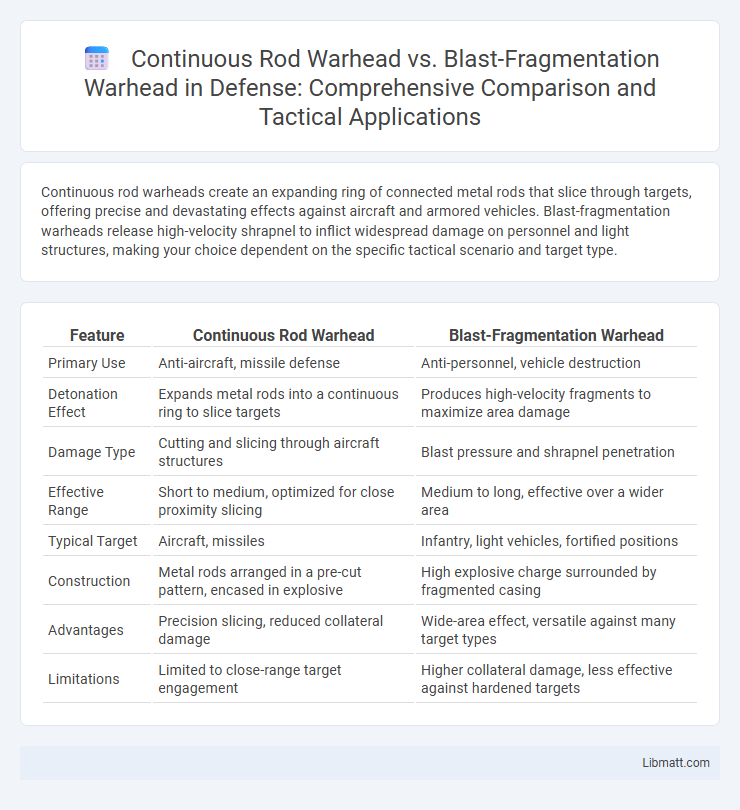 Continuous Rod Warhead vs. Blast-Fragmentation Warhead in Defense: Comprehensive Comparison and Tactical Applications
