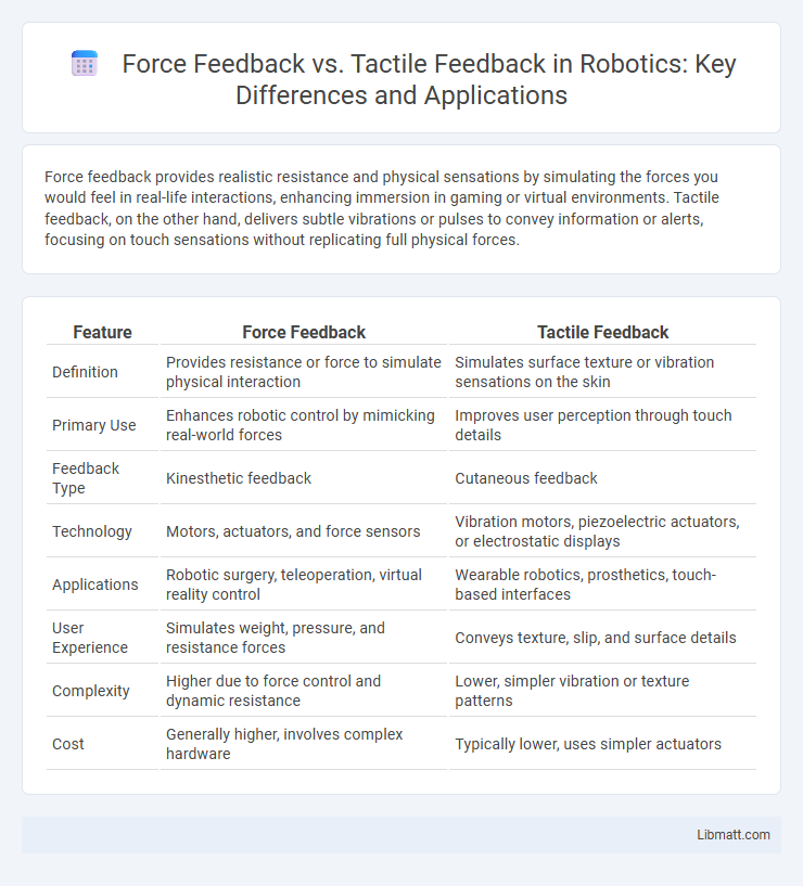 Force Feedback vs. Tactile Feedback in Robotics: Key Differences and Applications