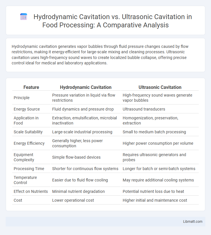 Hydrodynamic Cavitation vs. Ultrasonic Cavitation in Food Processing: A Comparative Analysis