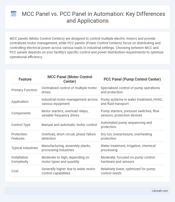 MCC Panel vs. PCC Panel in Automation: Key Differences and Applications