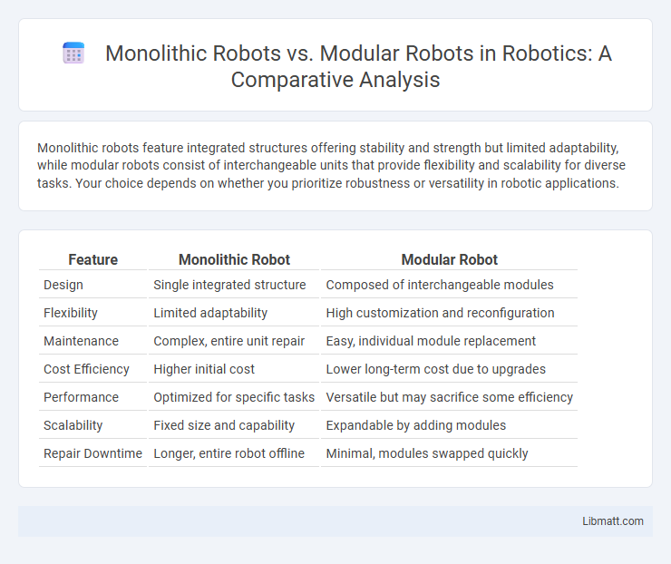 Monolithic Robots vs. Modular Robots in Robotics: A Comparative Analysis