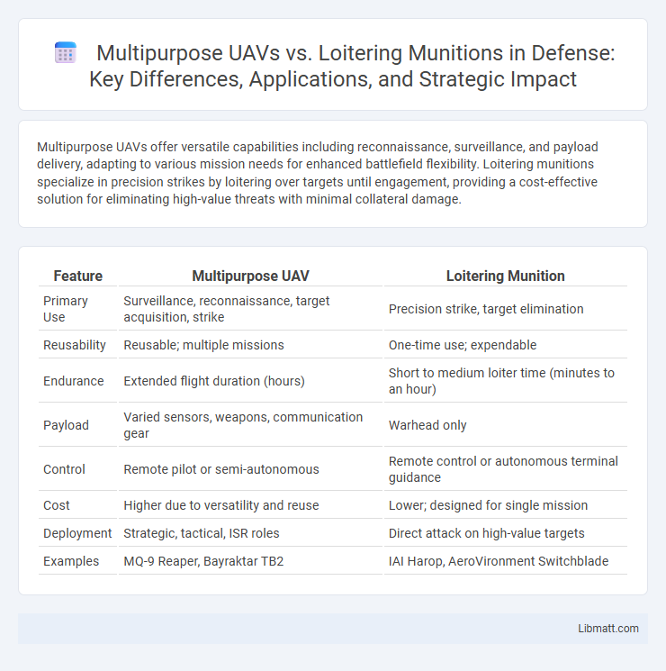 Multipurpose UAVs vs. Loitering Munitions in Defense: Key Differences, Applications, and Strategic Impact