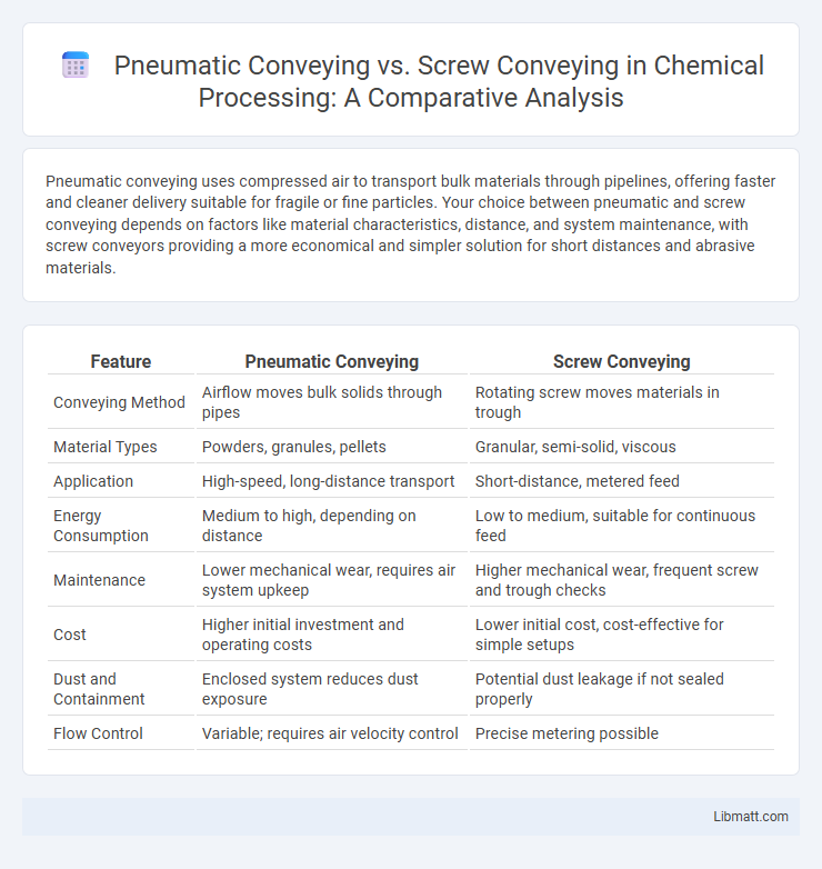 Pneumatic Conveying vs. Screw Conveying in Chemical Processing: A Comparative Analysis