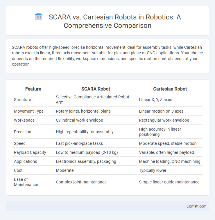 SCARA vs. Cartesian Robots in Robotics: A Comprehensive Comparison