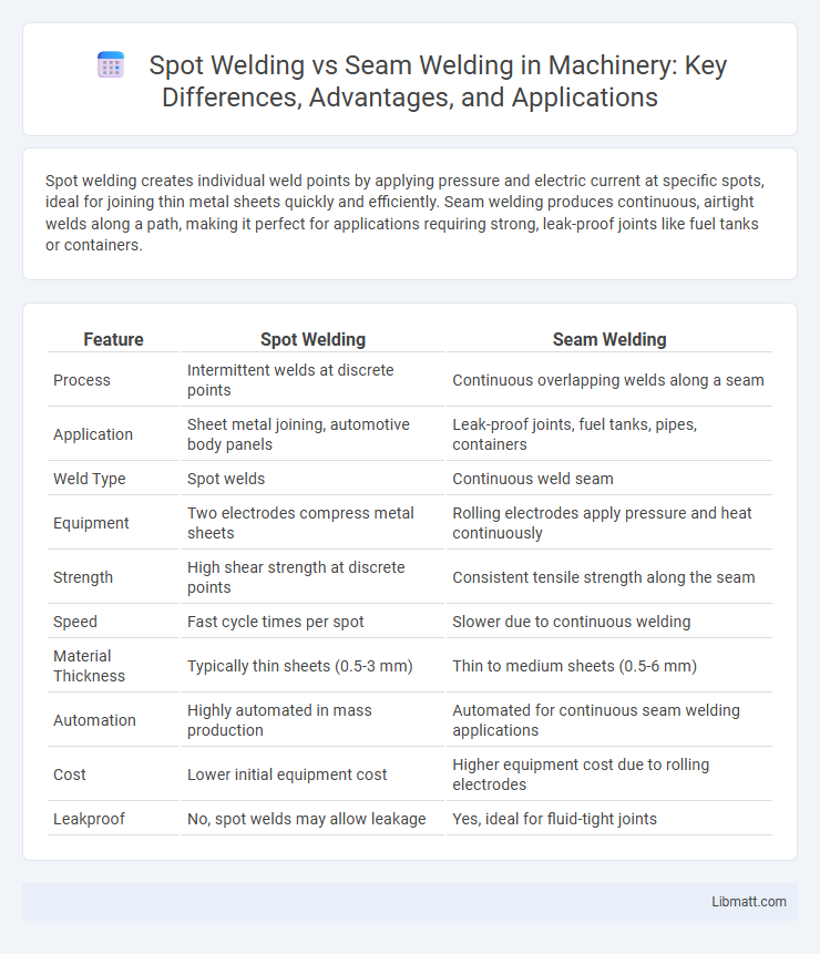 Spot Welding vs Seam Welding in Machinery: Key Differences, Advantages, and Applications