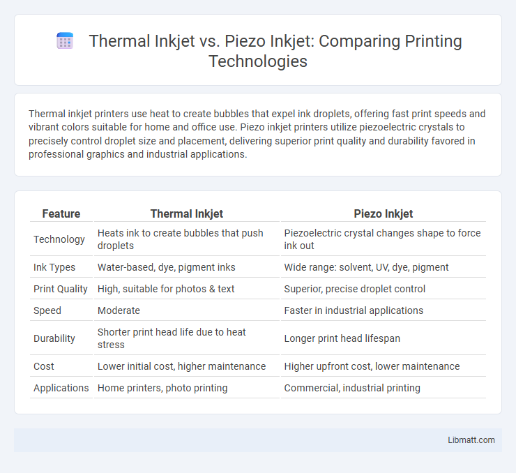 Thermal Inkjet vs. Piezo Inkjet: Comparing Printing Technologies