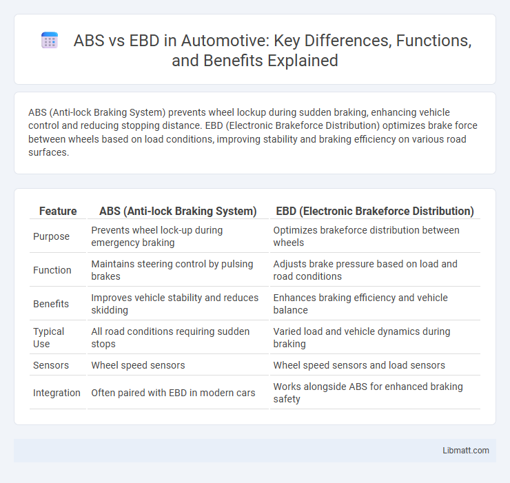 ABS vs EBD in Automotive: Key Differences, Functions, and Benefits Explained
