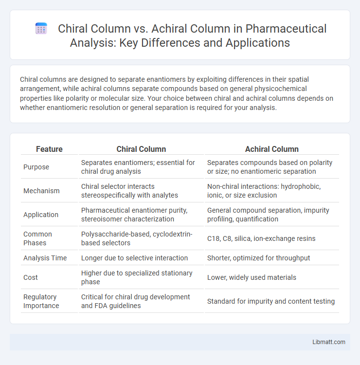 Chiral Column vs. Achiral Column in Pharmaceutical Analysis: Key Differences and Applications