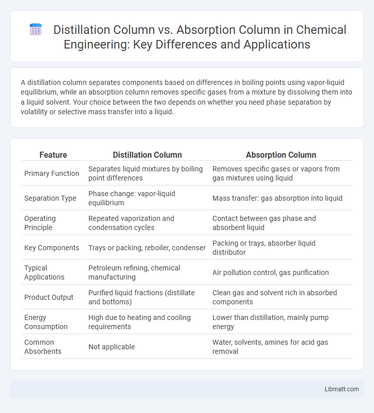 Distillation Column vs. Absorption Column in Chemical Engineering: Key Differences and Applications