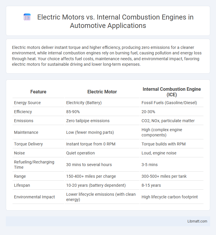 Electric Motors vs. Internal Combustion Engines in Automotive Applications