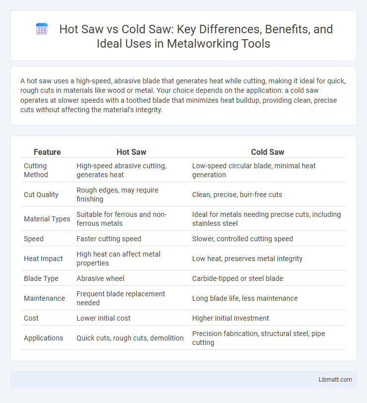 Hot Saw vs Cold Saw: Key Differences, Benefits, and Ideal Uses in Metalworking Tools