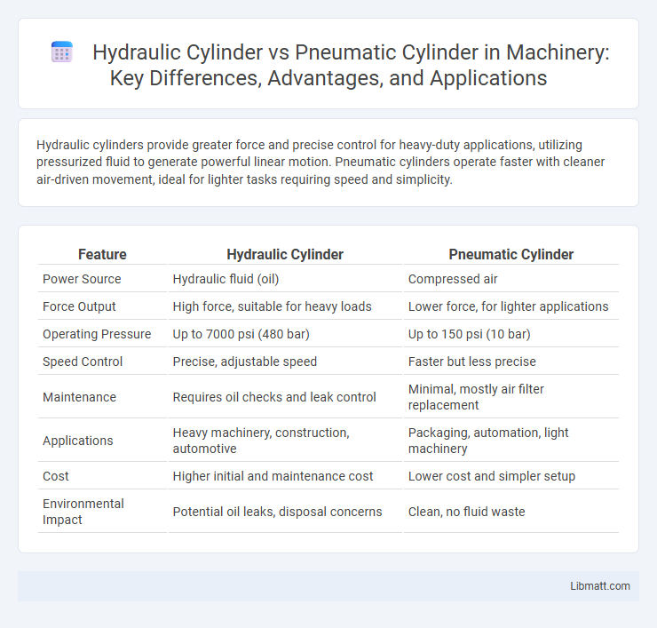Hydraulic Cylinder vs Pneumatic Cylinder in Machinery: Key Differences, Advantages, and Applications