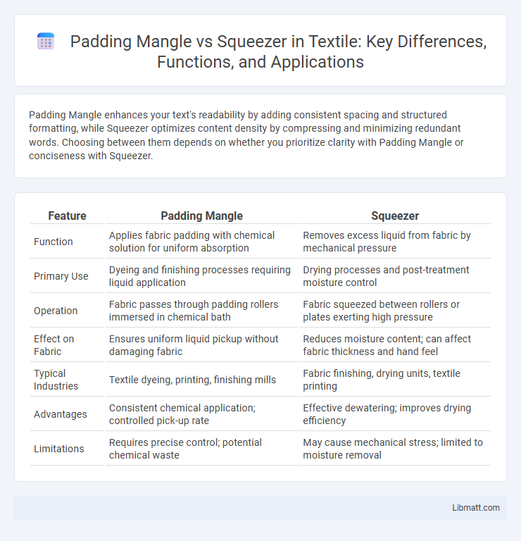 Padding Mangle vs Squeezer in Textile: Key Differences, Functions, and Applications