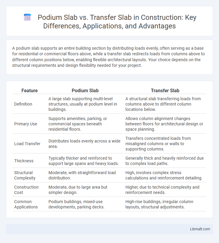 Podium Slab vs. Transfer Slab in Construction: Key Differences, Applications, and Advantages