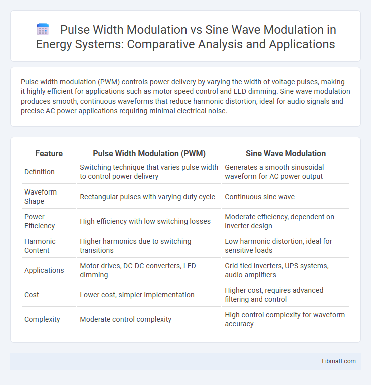 Pulse Width Modulation vs Sine Wave Modulation in Energy Systems: Comparative Analysis and Applications