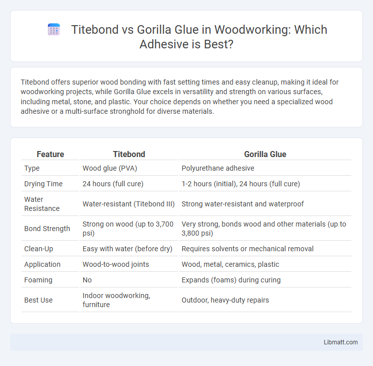 Titebond vs Gorilla Glue in Woodworking: Which Adhesive is Best?