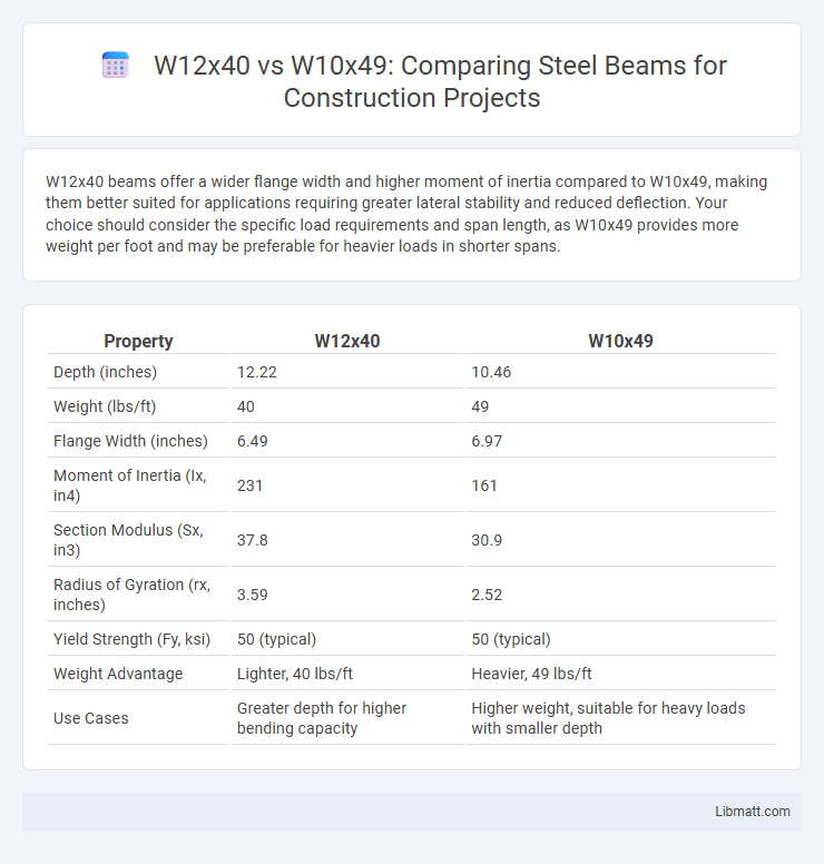 W12x40 vs W10x49: Comparing Steel Beams for Construction Projects