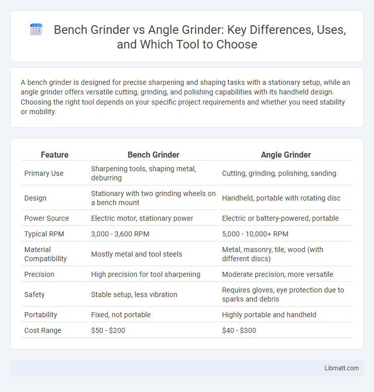 Bench Grinder vs Angle Grinder: Key Differences, Uses, and Which Tool to Choose