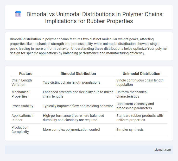 Bimodal vs Unimodal Distributions in Polymer Chains: Implications for Rubber Properties