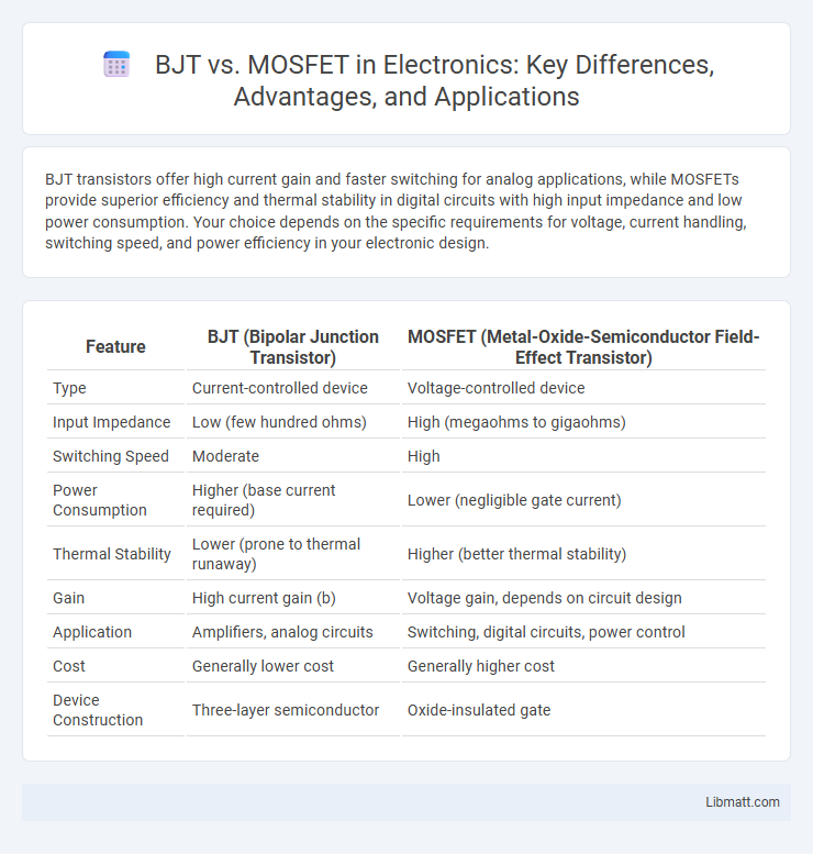 BJT vs. MOSFET in Electronics: Key Differences, Advantages, and Applications