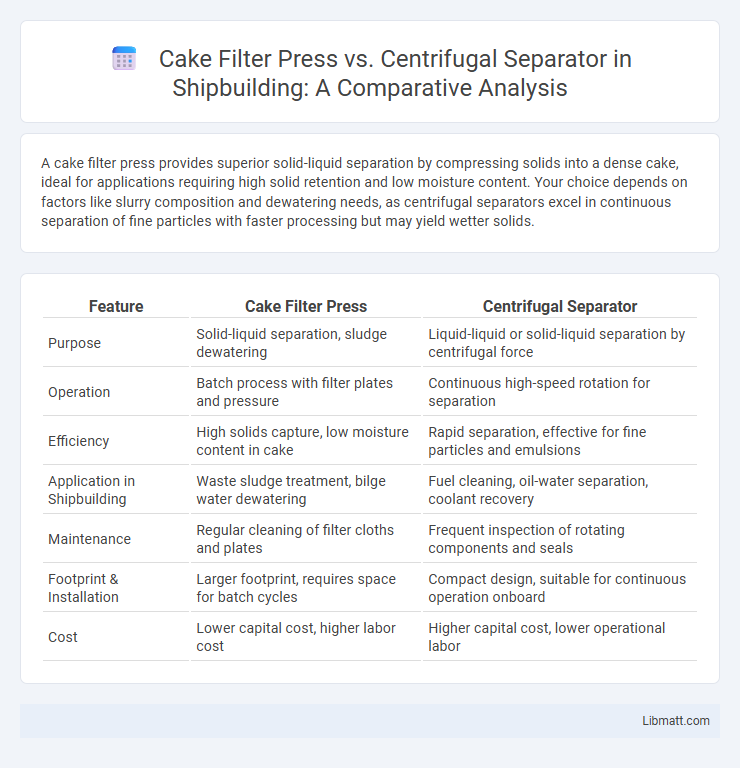 Cake Filter Press vs. Centrifugal Separator in Shipbuilding: A Comparative Analysis
