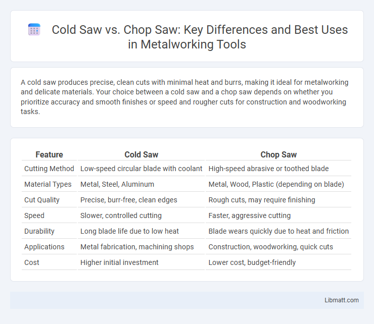 Cold Saw vs. Chop Saw: Key Differences and Best Uses in Metalworking Tools