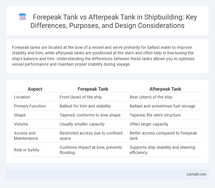 Forepeak Tank vs Afterpeak Tank in Shipbuilding: Key Differences, Purposes, and Design Considerations