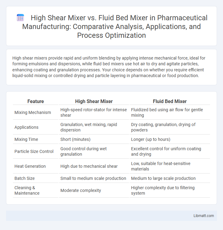 High Shear Mixer vs. Fluid Bed Mixer in Pharmaceutical Manufacturing: Comparative Analysis, Applications, and Process Optimization