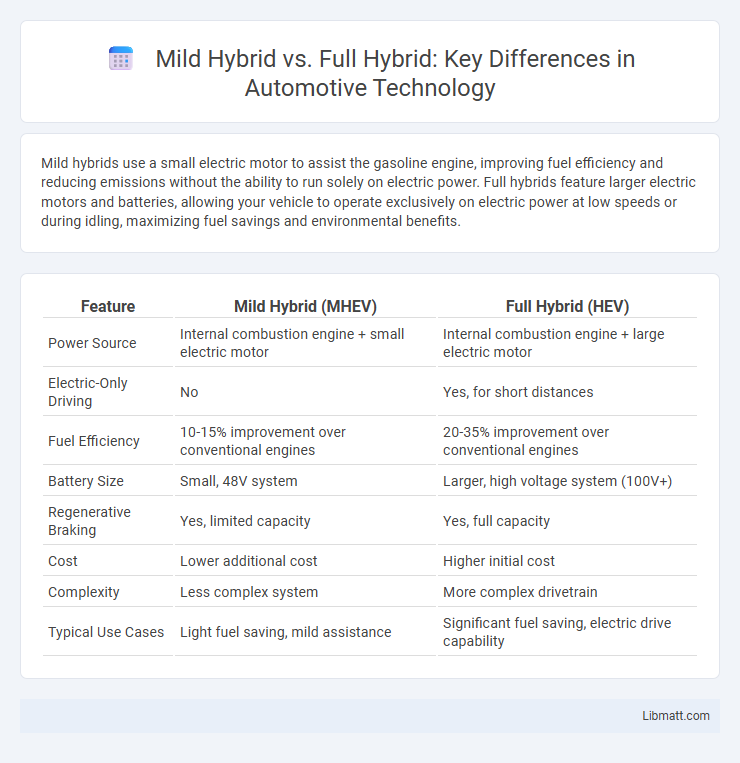 Mild Hybrid vs. Full Hybrid: Key Differences in Automotive Technology
