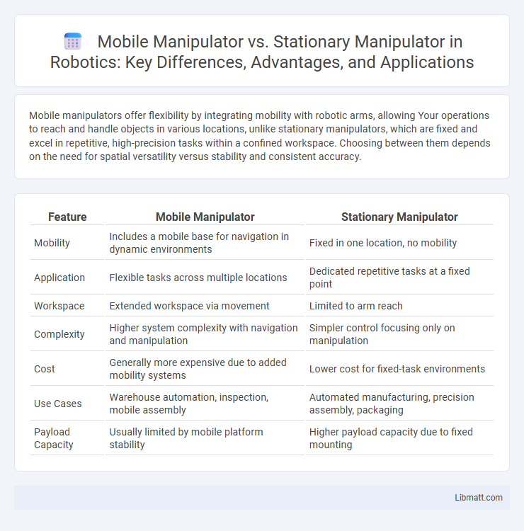 Mobile Manipulator vs. Stationary Manipulator in Robotics: Key Differences, Advantages, and Applications