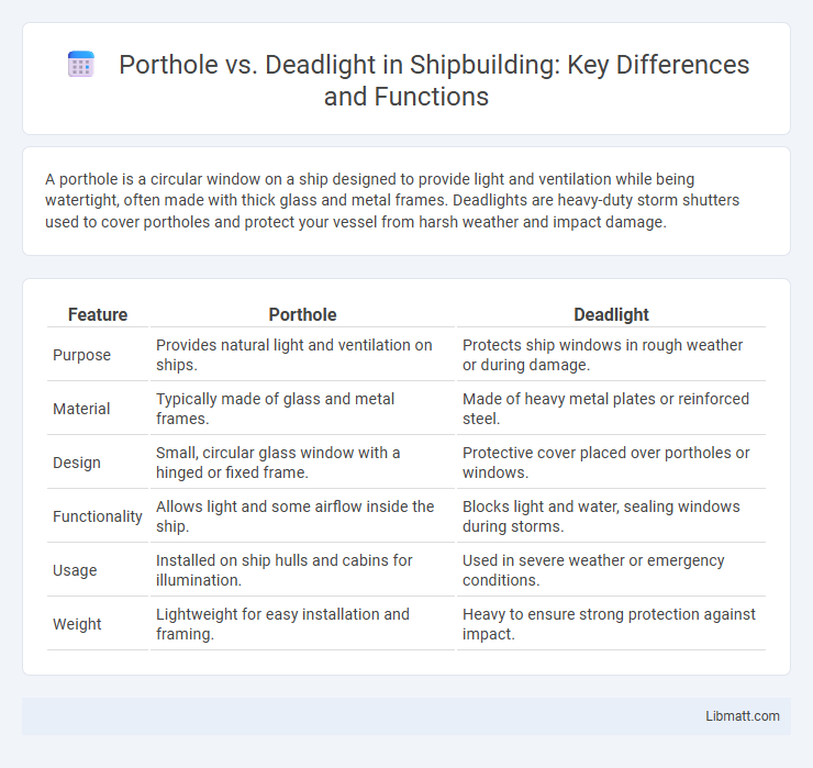 Porthole vs. Deadlight in Shipbuilding: Key Differences and Functions