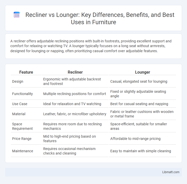 Recliner vs Lounger: Key Differences, Benefits, and Best Uses in Furniture