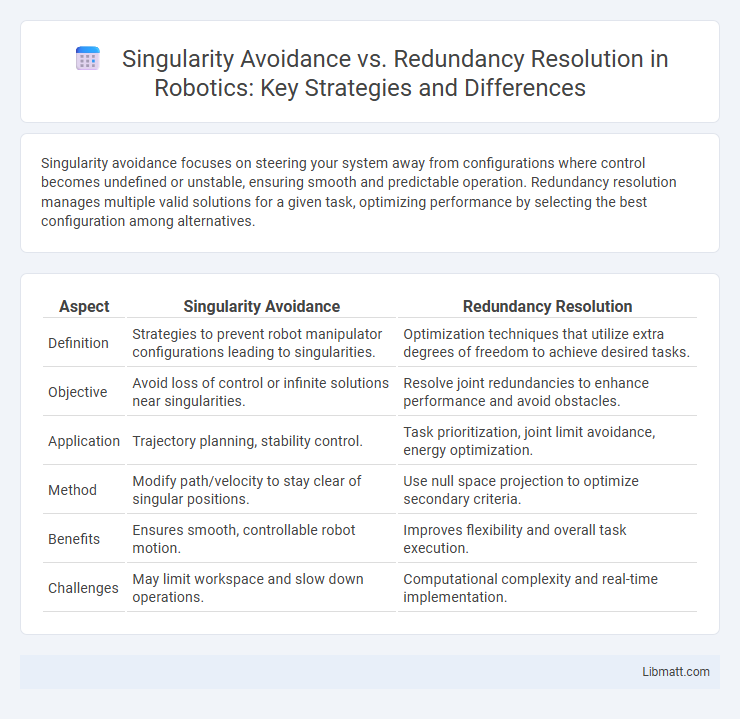 Singularity Avoidance vs. Redundancy Resolution in Robotics: Key Strategies and Differences