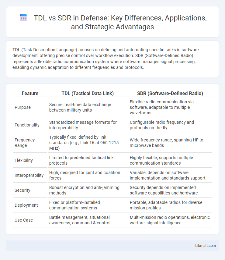 TDL vs SDR in Defense: Key Differences, Applications, and Strategic Advantages