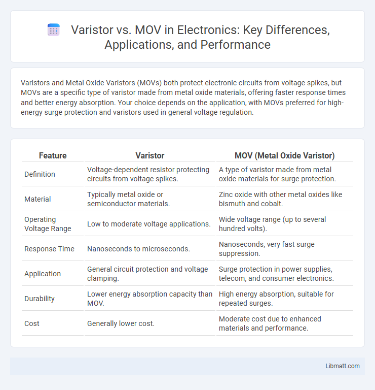 Varistor vs. MOV in Electronics: Key Differences, Applications, and Performance