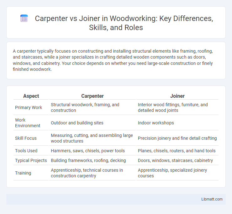 Carpenter vs Joiner in Woodworking: Key Differences, Skills, and Roles