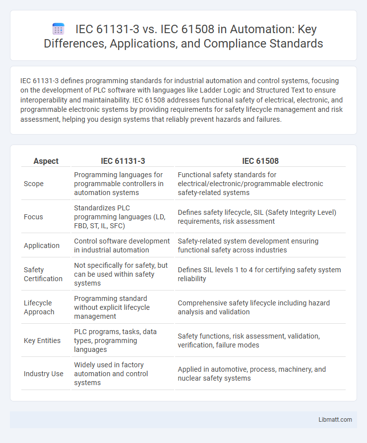 IEC 61131-3 vs. IEC 61508 in Automation: Key Differences, Applications, and Compliance Standards