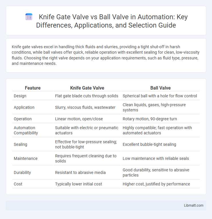 Knife Gate Valve vs Ball Valve in Automation: Key Differences, Applications, and Selection Guide