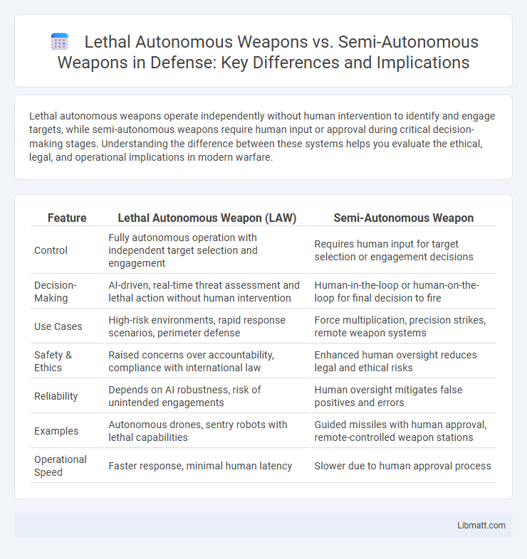 Lethal Autonomous Weapons vs. Semi-Autonomous Weapons in Defense: Key Differences and Implications