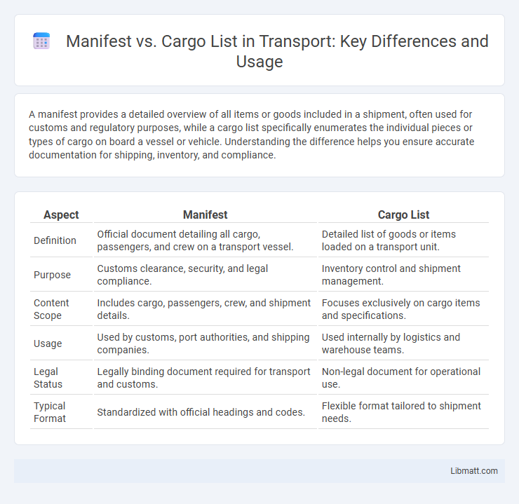 Manifest vs. Cargo List in Transport: Key Differences and Usage