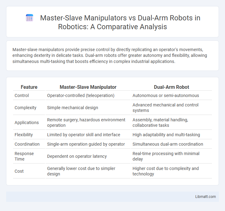 Master-Slave Manipulators vs Dual-Arm Robots in Robotics: A Comparative Analysis