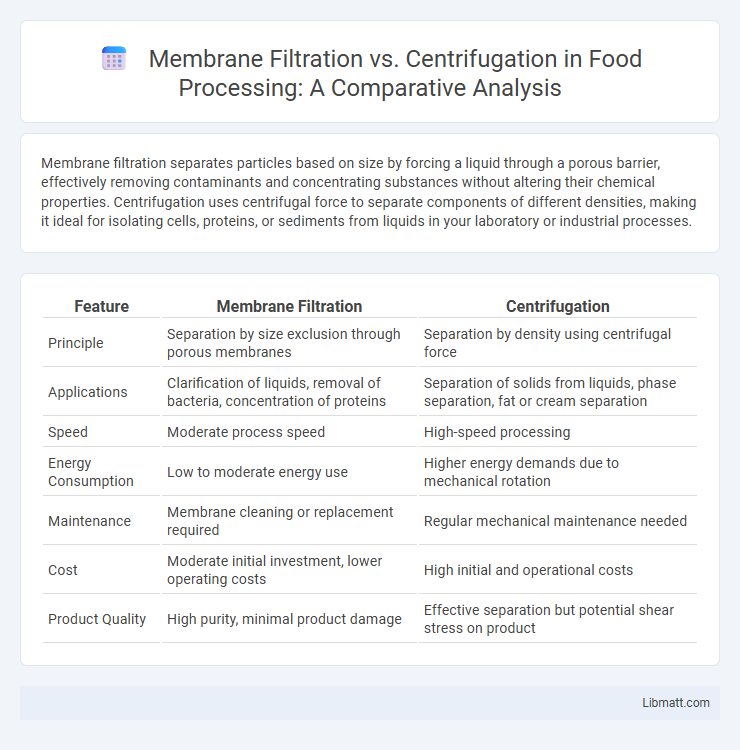 Membrane Filtration vs. Centrifugation in Food Processing: A Comparative Analysis