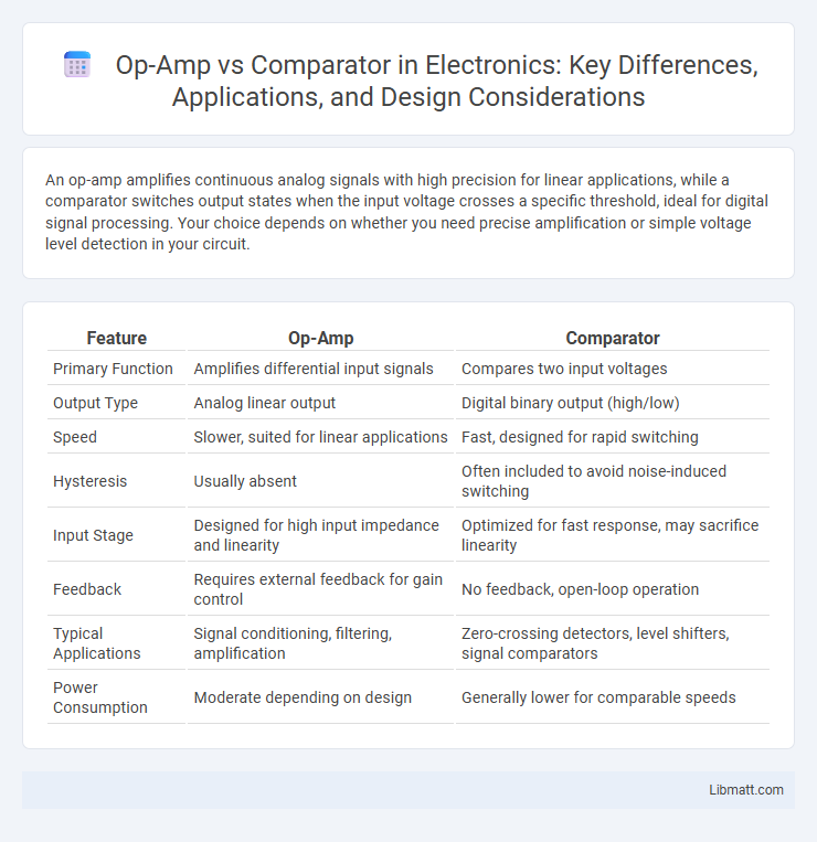 Op-Amp vs Comparator in Electronics: Key Differences, Applications, and Design Considerations