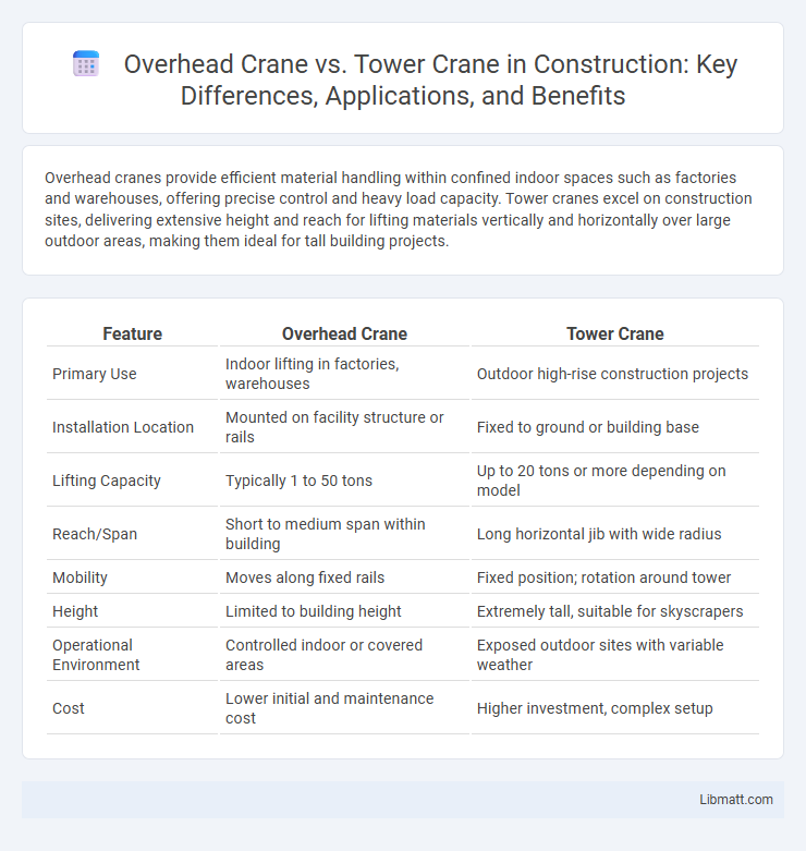 Overhead Crane vs. Tower Crane in Construction: Key Differences, Applications, and Benefits