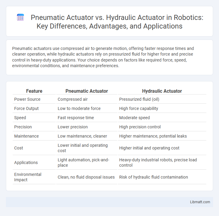 Pneumatic Actuator vs. Hydraulic Actuator in Robotics: Key Differences, Advantages, and Applications