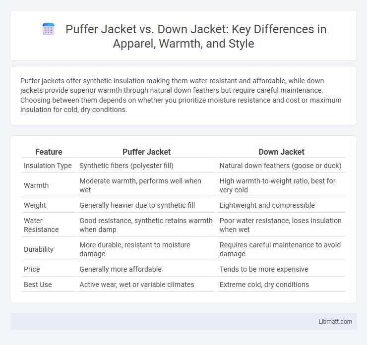 Puffer Jacket vs. Down Jacket: Key Differences in Apparel, Warmth, and Style