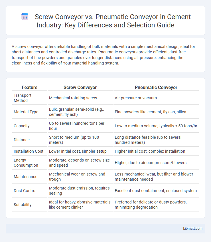 Screw Conveyor vs. Pneumatic Conveyor in Cement Industry: Key Differences and Selection Guide