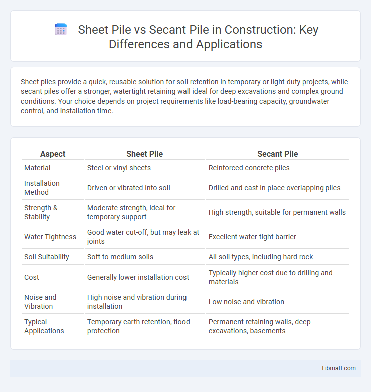 Sheet Pile vs Secant Pile in Construction: Key Differences and Applications